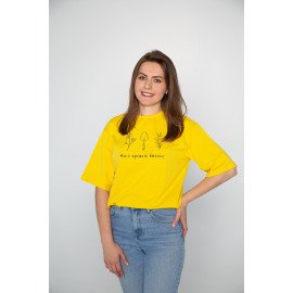 Футболка жовта жіноча "Мій органік-баланс", S-XXL